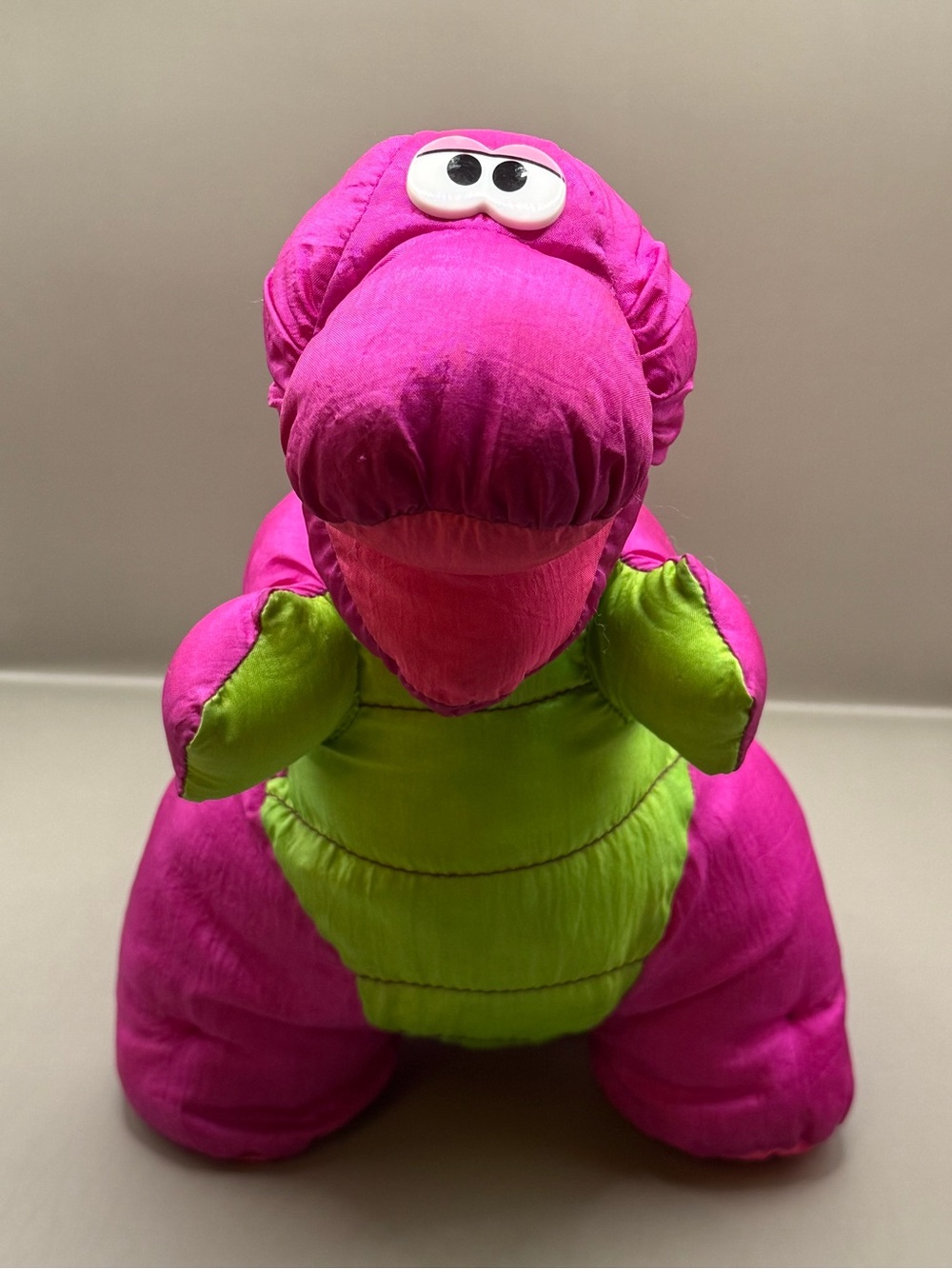 Vintage Fisher Price Puffalump Dinosaur Plush Stuffed Animal Nylon Squeak